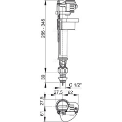 Apatinio pripildymo mechanizmas Alca Plast A17, 1/2"