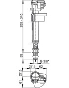 Apatinio pripildymo mechanizmas Alca Plast A17, 3/8"