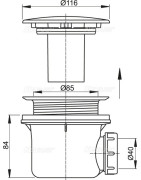 Dušo sifonas ir trapas Alca Plast A49CR, 90 mm