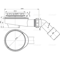 Dušo sifonas ir trapas Alca Plast A492CR, 90 mm