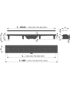 Dušo latakas Alca Plast APZ10BLACK-750M, juodos grotelės