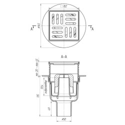 Grindų trapas Ani Plast TA5704, 100x100 mm, vertikalus