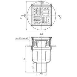 Grindų trapas Ani Plast TQ5702, 100x100 mm, vertikalus