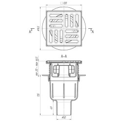 Grindų trapas Ani Plast TQ5714, 120x120 mm, vertikalus