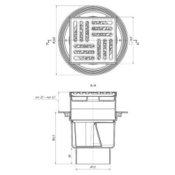 Grindų trapas Ani Plast TQ1712, 150x150 mm, vertikalus