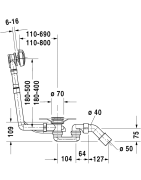 Sifonas ir trapas voniai Duravit, su perpylimo sistema