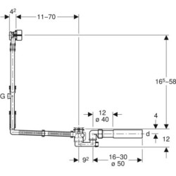 Sifonas ir trapas voniai Geberit, su perpylimo sistema, G 1"