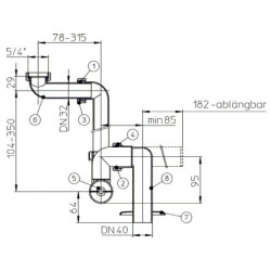 Sifonas praustuvui HL, DN32x5/4", vertikalus