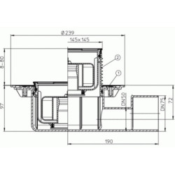 Trapas HL DN50/75 su sifonu HL Primus, horizontalus