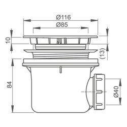 Sifonas Roth dušo padėklui, 90 mm