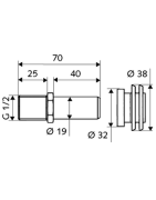 Pisuaro vandens įbėgimo vamzdis Schell, G1/2"