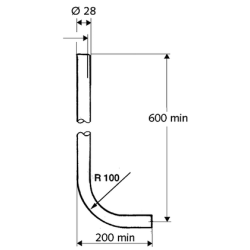 WC vandens nubėgimo vamzdis Schell, 600 x 200 mm