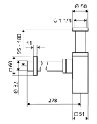 Sifonas praustuvui Shell Quad, chromuotas