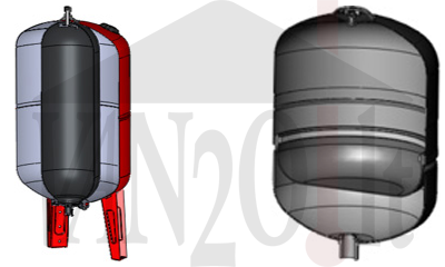 Membraninis hidroforas (kairėje) ir diafragminis hidroforas (dešinėje) - Schemos
